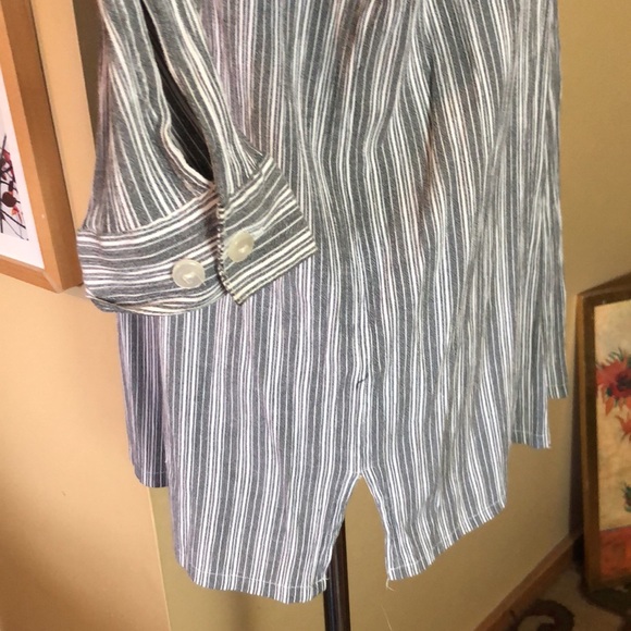 Vtg 90s APPARENZA Size 22W Tunic Length Stripe Gray/White Blouse Textured NEW - Picture 16 of 16